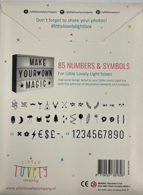 Lightbox symbol set: Numbers & symbols